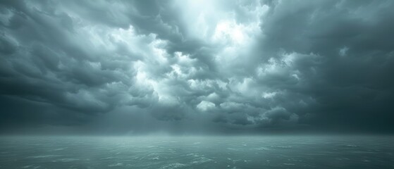 Overcast Sky with Grey Clouds and Water Reflection