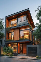 Fototapeta premium Modern Wooden Architecture Exterior Design