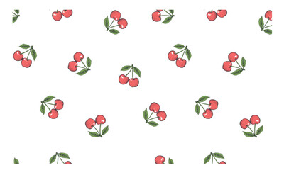 Fruit vintage t-shirt design. Cherry repeat design. Nature fruit club print design. Sweet cherry pattern artwork. Cherry fruit print.