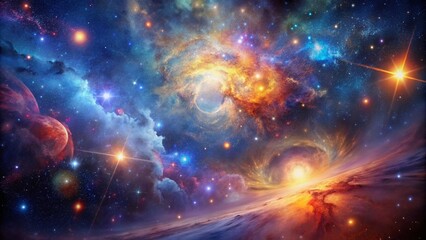 Obraz premium Stunning Deep Space Wallpaper with Vibrant Galaxies, Stars, and Cosmic Nebulae for Background Use