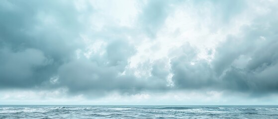 Overcast Sky with a Hint of Blue Above the Ocean