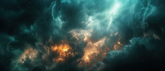 Fototapeta premium Dramatic Thunderstorm with Dark Swirls and Lightning