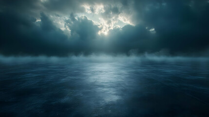 Dark Clouds Over Blue Water Abstract Background