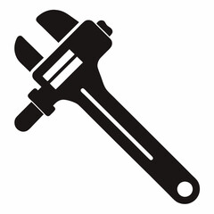 Industrial Pipe Wrench Silhouette Vector Illustration