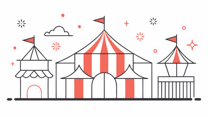 Event Tent Thin Line Icon Set: Festival, Circus, Party, Sales, Carnival, Awning, Marquee, and Pavilion Vector