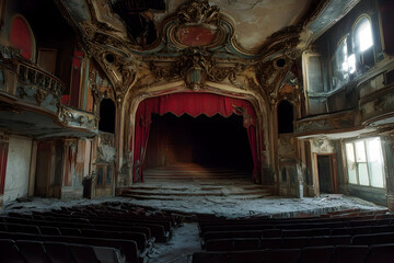 Fototapeta premium Abandoned Theater Stage Interior - Realistic Image