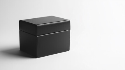 A simple black box resting on a light background with shadows creating an elegant atmosphere