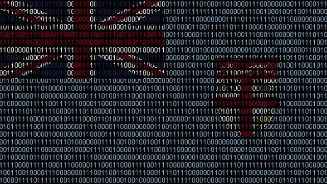 Binary code on flag of Fiji. Program source code or Hacker concept on Fijian flag. Fiji digital technology security, hacking or programming concept.