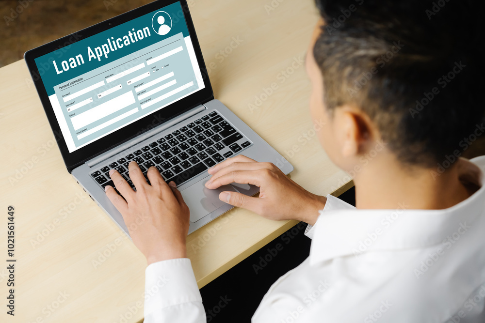 Poster online loan application form for modish digital information collection on the internet network