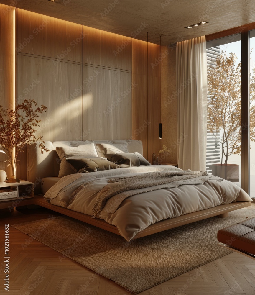 Canvas Prints Modern Wooden Bedroom Interior Design