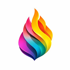 Abstract 3D Flame Logo Design with Rainbow Colors