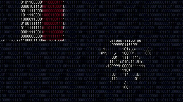 Binary code on flag of French Southern and Antarctic Lands. Program source code or Hacker concept on French Southern and Antarctic Lands flag.