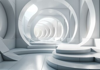 Obraz premium Abstract Futuristic White Architecture Interior