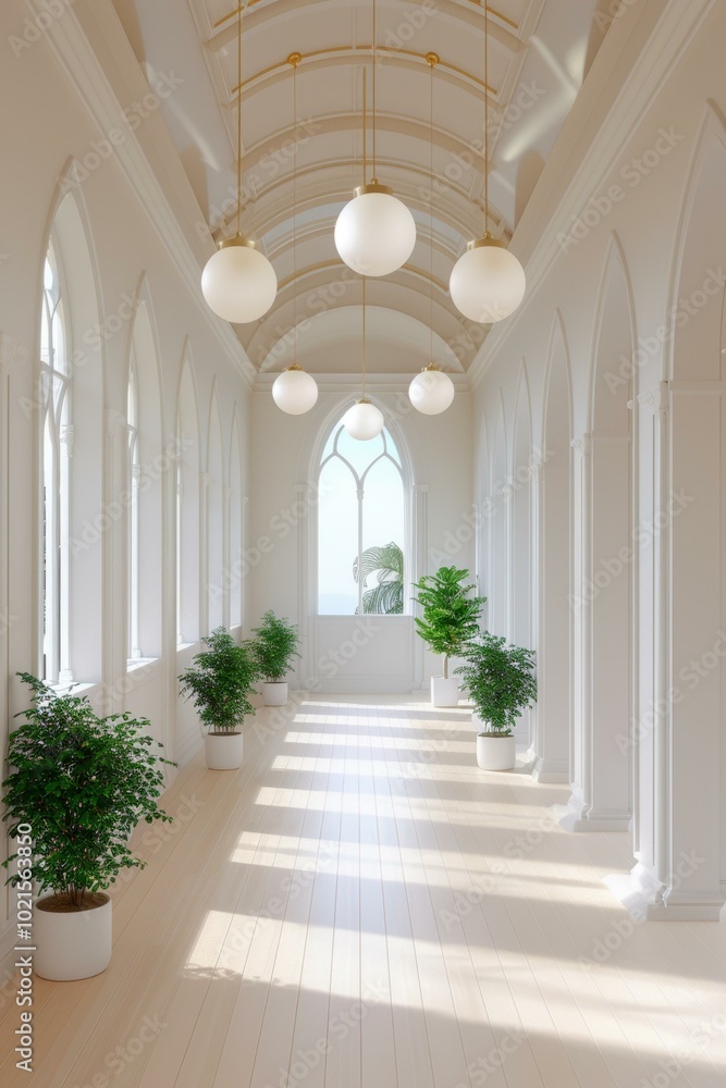 Canvas Prints Bright hallway with plants