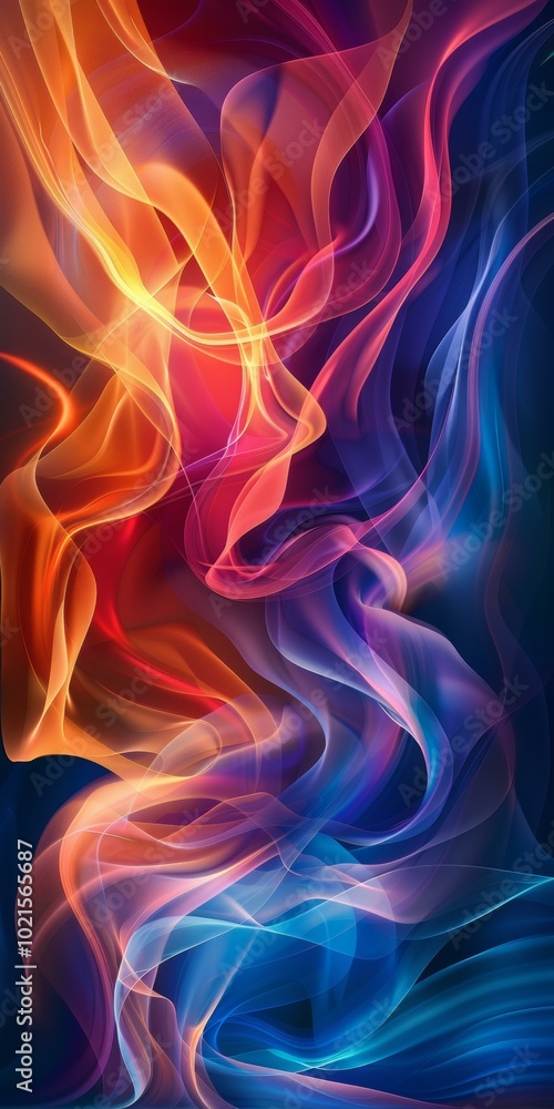 Poster abstract colorful flowing lines design