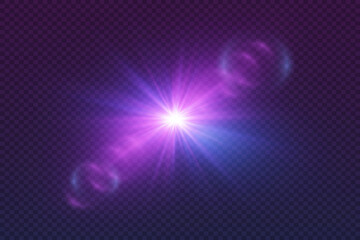 Fototapeta premium Flare light effect. A flash of a star and lenses, an explosion of light rays.