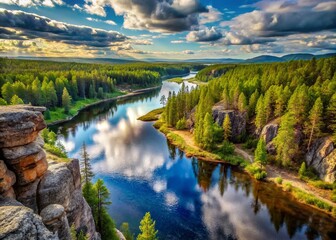 Fototapeta premium Stunning Natural Landscapes of Yakutia Region in Russia Showcasing Unique Arctic Wilderness Beauty