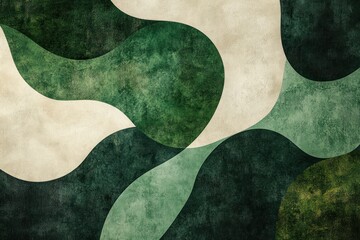 Abstract green and white watercolor background with wavy shapes.