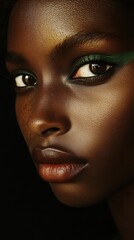 Vibrant beauty portrait with neon green eyeliner for fashion and design