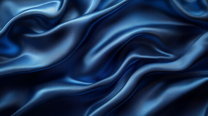 Fototapeta premium Dark blue silk background close up