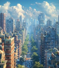 Fototapeta premium Urban Skyline Cityscape Digital Art
