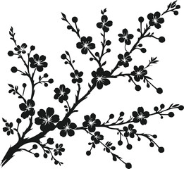 sakura tree branches silhouette design vector art illustration. © Mohaiminul