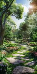 Fototapeta premium Enchanted Forest Pathway Illustration