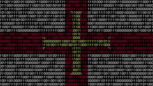 Binary code on flag of Guernsey. Program source code or Hacker concept on Guernsey flag. Guernsey digital technology security, hacking or programming