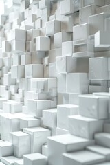 Abstract Geometric White Cube Wall Design
