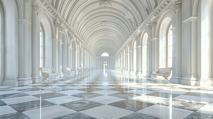 Elegant White Architectural Hallway