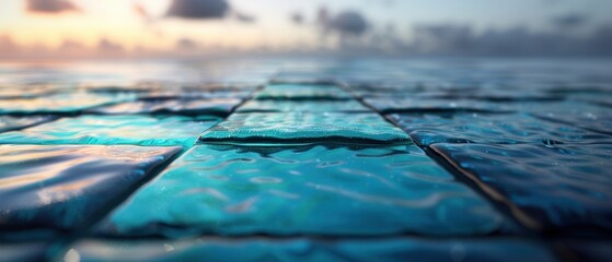 Obraz premium Submerged Mesh Grids in Reflective Water Surface