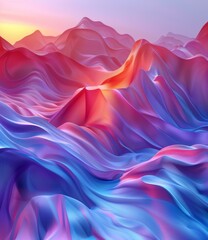 Obraz premium Colorful 3D Mountain Landscape