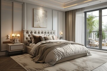 Elegant Bedroom Interior Design Illustration