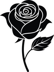 Simple Rose Vector Illustration and Clipart - Line Art