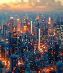 Fototapeta premium Night City Skyline Digital Art