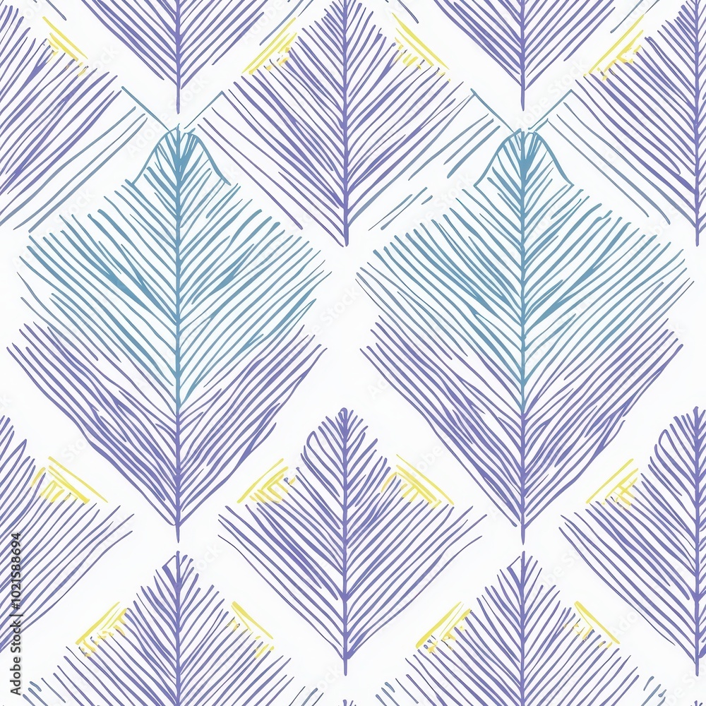 Poster clean geometric minimalist leaf pattern design, seamless pattern