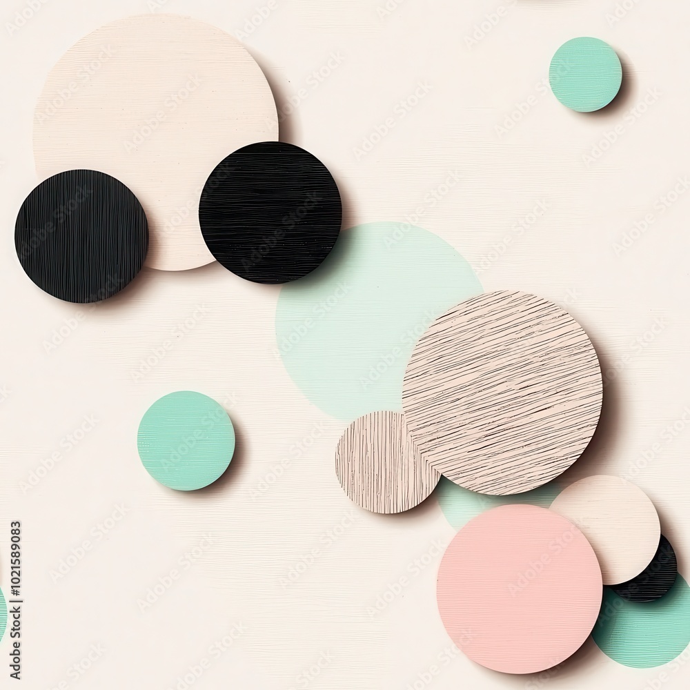 Poster soft abstract circles in minimalist design, seamless pattern
