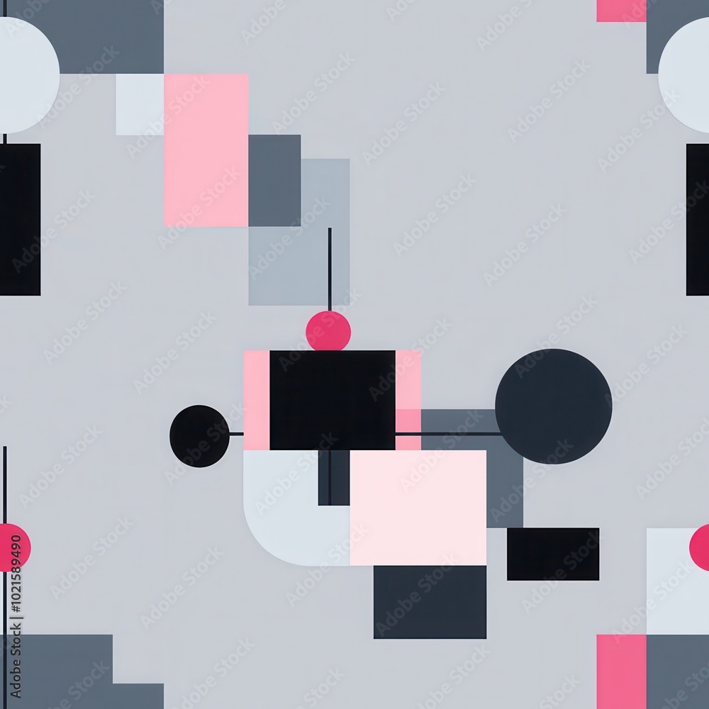 Poster soft geometric abstraction in minimalist design, seamless pattern