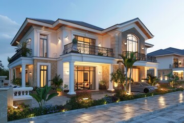 Fototapeta premium Luxury Mansion Exterior Design Illustration