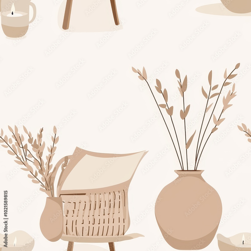 Poster minimalist abstract geometric design with clean lines, seamless pattern