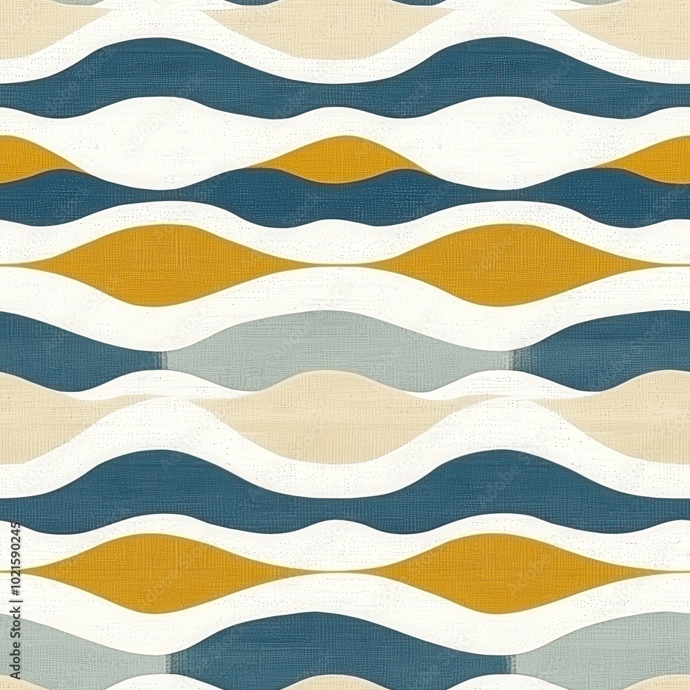Poster abstract wavy lines in muted colors for minimalist design, seamless pattern