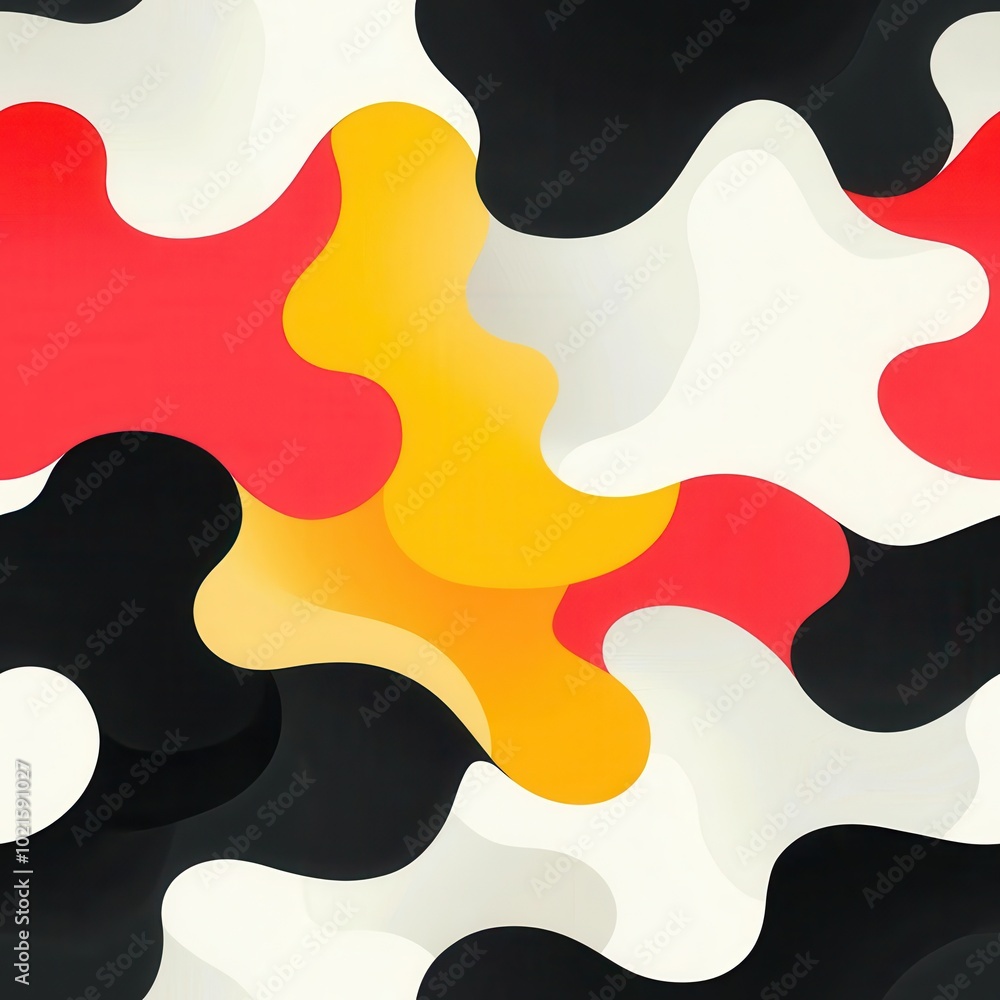 Poster abstract fluid shapes in minimalist style, seamless pattern