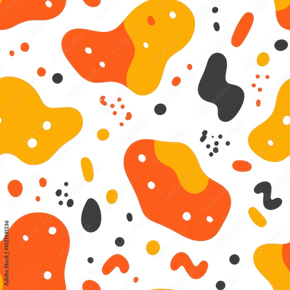 Poster abstract organic shapes with soft lines and gradients, seamless pattern