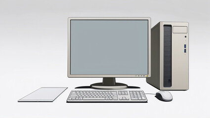 Fototapeta premium computer monitor with mouse and keyboard