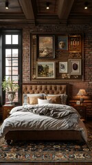 Rustic Bedroom Interior Design Illustration