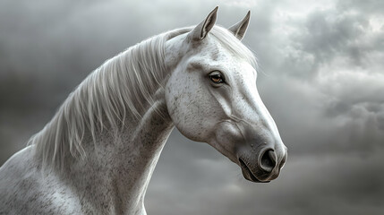 Obraz premium White Horse Portrait Illustration