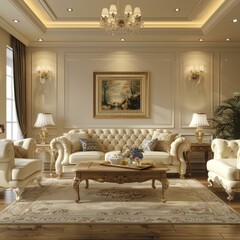 Luxury Living Room Interior Design Illustration