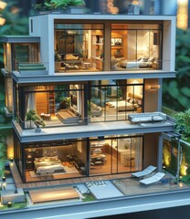 Fototapeta premium Modern Luxury House Exterior and Interior Design