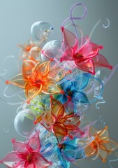 Colorful plastic flowers