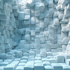 Fototapeta premium 3D rendering of a blue and white room with a bumpy wall